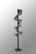 Rhoen 11 Light Floor Lamp in Satin Black with Chrome Glass Shades