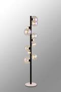 Rhoen 11 Light Floor Lamp in Satin Black with Iridescent Glass Shades
