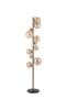 Rhoen 11 Light Floor Lamp in Satin Chrome with Amber Glass Shades