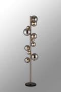 Rhoen 11 Light Floor Lamp in Satin Chrome with Chrome Glass Shades