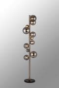 Rhoen 11 Light Floor Lamp in Satin Chrome with Smoked Glass Shades