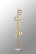Rhoen 11 Light Floor Lamp in Satin Gold with Iridescent Glass Shades