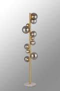 Rhoen 11 Light Floor Lamp in Satin Gold with Smoked Glass Shades