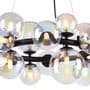 Rhoen 16 Light Circular Fitting in Satin Black with Iridescent Glass Shades
