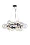 Rhoen 16 Light Circular Fitting in Satin Black with Iridescent Glass Shades