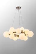 Rhoen 16 Light Circular Fitting in Satin Chrome with Opal Glass Shades
