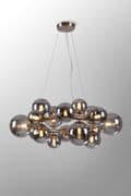 Rhoen 16 Light Circular Fitting in Satin Chrome with Smoked Glass Shades