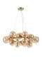 Rhoen 16 Light Circular Fitting in Satin Gold with Amber Glass Shades