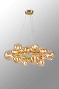 Rhoen 16 Light Circular Fitting in Satin Gold with Amber Glass Shades
