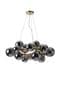 Rhoen 16 Light Circular Fitting in Satin Gold with Chrome Glass Shades