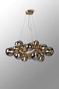 Rhoen 16 Light Circular Fitting in Satin Gold with Chrome Glass Shades