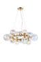 Rhoen 16 Light Circular Fitting in Satin Gold with Iridescent Glass Shades