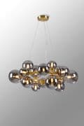 Rhoen 16 Light Circular Fitting in Satin Gold with Smoked Glass Shades
