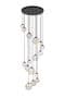 Rhoen 16 Light Fitting in Satin Black with Iridescent Glass Shades