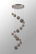Rhoen 16 Light Fitting in Satin Chrome with Smoked Glass Shades