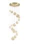 Rhoen 16 Light Fitting in Satin Gold with Amber Glass Shades