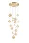 Rhoen 16 Light Fitting in Satin Gold with Amber Glass Shades
