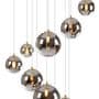 Rhoen 16 Light Fitting in Satin Gold with Chrome Glass Shades