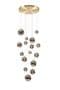 Rhoen 16 Light Fitting in Satin Gold with Chrome Glass Shades