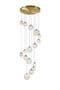 Rhoen 16 Light Fitting in Satin Gold with Iridescent Glass Shades