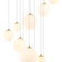 Rhoen 16 Light Fitting in Satin Gold with Opal Glass Shades