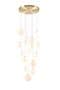 Rhoen 16 Light Fitting in Satin Gold with Opal Glass Shades