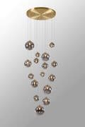 Rhoen 16 Light Fitting in Satin Gold with Smoked Glass Shades