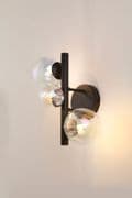 Rhoen 3 Light Wall Light in Satin Black with Iridescent Glass Shades