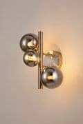 Rhoen 3 Light Wall Light in Satin Chrome with Chrome Glass Shades