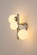 Rhoen 3 Light Wall Light in Satin Chrome with Opal Glass Shades
