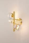 Rhoen 3 Light Wall Light in Satin Gold with Iridescent Glass Shades