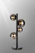 Rhoen 4 Light Table Lamp in Satin Black with Chrome Glass Shades
