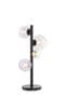 Rhoen 4 Light Table Lamp in Satin Black with Iridescent Glass Shades