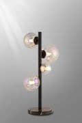 Rhoen 4 Light Table Lamp in Satin Black with Iridescent Glass Shades