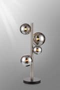 Rhoen 4 Light Table Lamp in Satin Chrome with Chrome Glass Shades