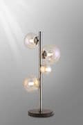 Rhoen 4 Light Table Lamp in Satin Chrome with Iridescent Glass Shades