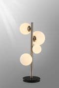 Rhoen 4 Light Table Lamp in Satin Chrome with Opal Glass Shades