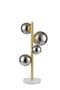 Rhoen 4 Light Table Lamp in Satin Gold with Chrome Glass Shades