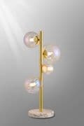 Rhoen 4 Light Table Lamp in Satin Gold with Iridescent Glass Shades