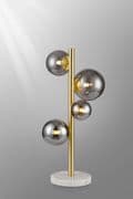 Rhoen 4 Light Table Lamp in Satin Gold with Smoked Glass Shades