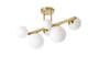 Rhoen 6 Light Fitting in Satin Gold with Opal Glass Shades
