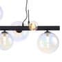 Rhoen 9 Light Linear Fitting in Satin Black with Iridescent Glass Shades
