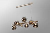 Rhoen 9 Light Linear Fitting in Satin Chrome with Chrome Glass Shades