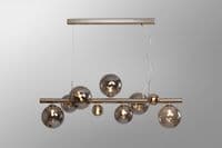Rhoen 9 Light Linear Fitting in Satin Chrome with Smoked Glass Shades