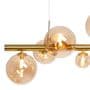 Rhoen 9 Light Linear Fitting in Satin Gold with Amber Glass Shades
