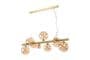 Rhoen 9 Light Linear Fitting in Satin Gold with Amber Glass Shades