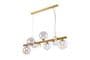 Rhoen 9 Light Linear Fitting in Satin Gold with Iridescent Glass Shades