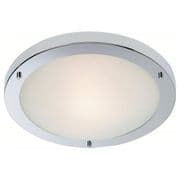 Rockwell Bathroom Flush Fitting in a Polished Chrome Finish and Opal Glass, IP54 Rated