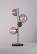 Romney 3 Light Table Lamp in Polished Chrome with Smoked Glass Shades