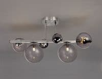 Romney 4 Light Fitting in Polished Chrome with Smoked Glass Shades